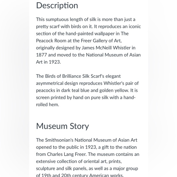 Freer Sacker silk scarf The Peacock Room blue & gold Smithsonian Museum - Picture 10 of 11